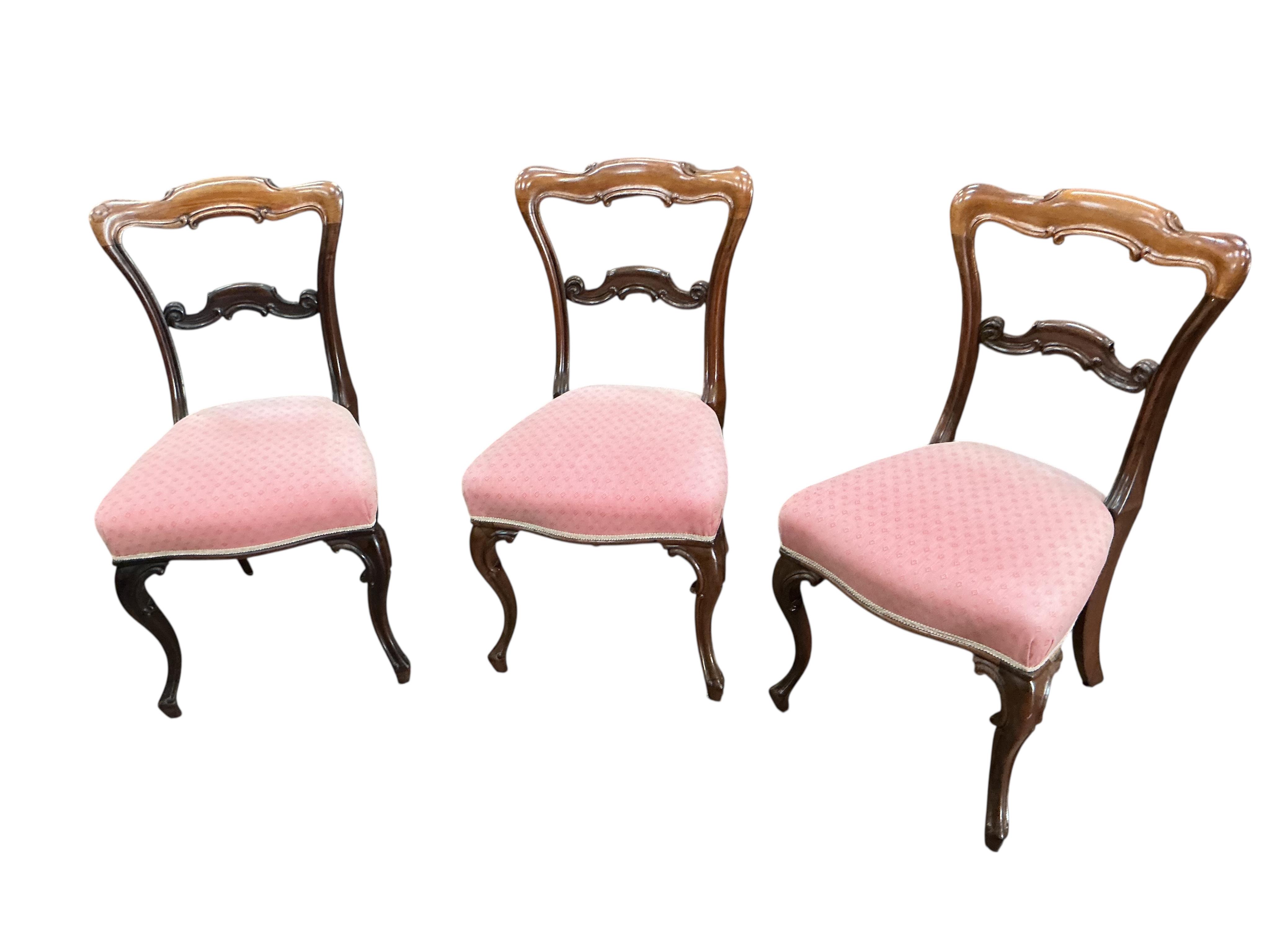 A set of six early Victorian rosewood dining chairs